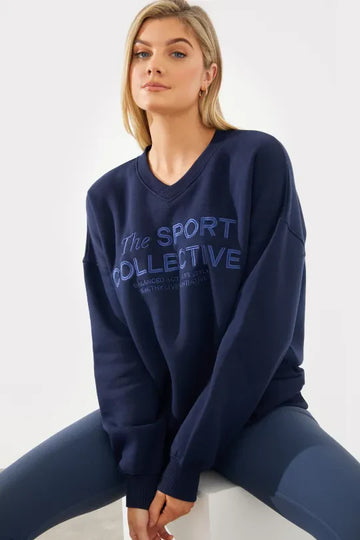 V-Neck Embroidered Sport Collective Jersey Sweater